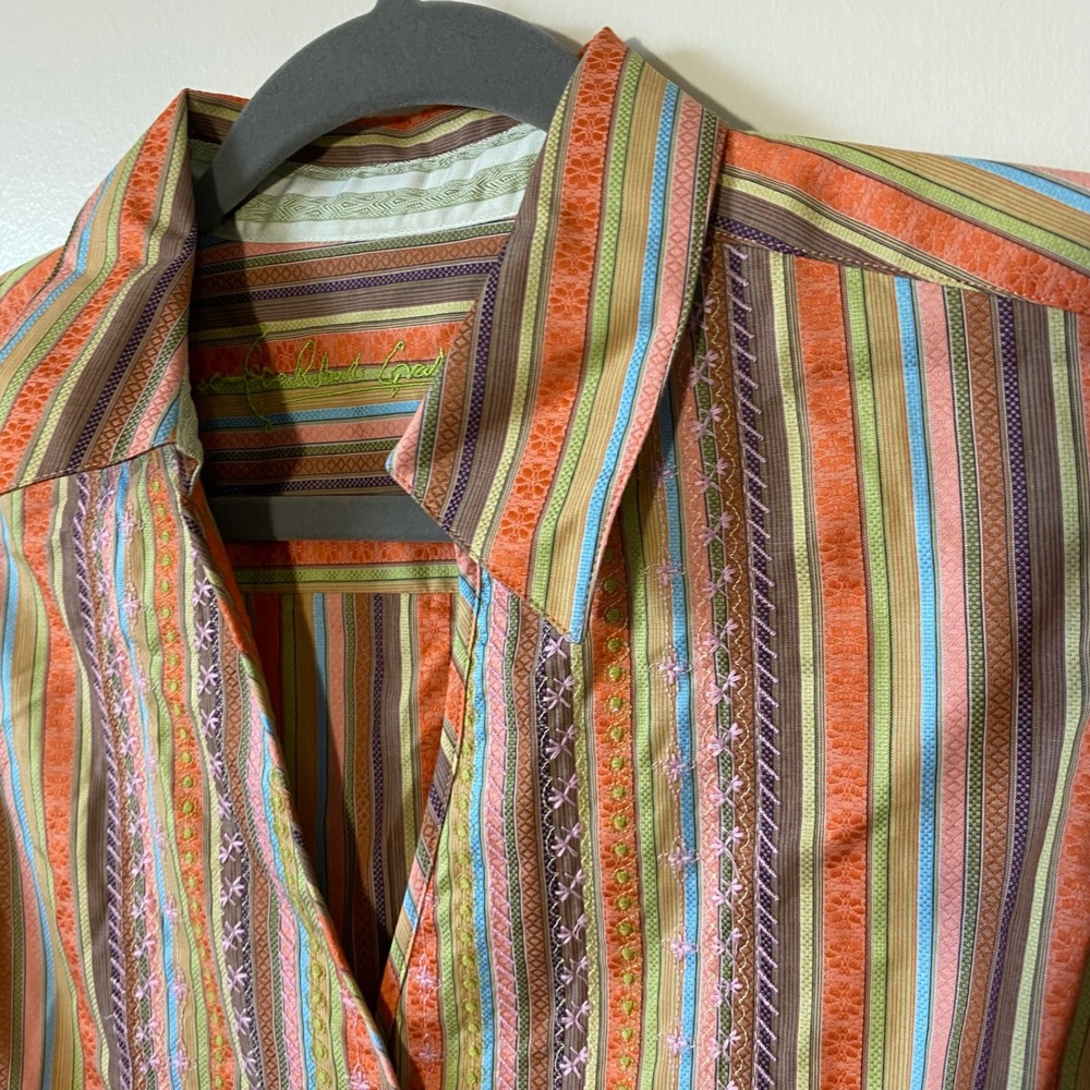 Robert Graham Women's‎ Button Up Long Sleeve Multicolor Striped Blouse Top - Picture 5 of 8